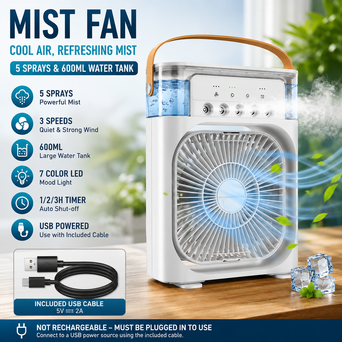 USB powered portable air cooler fan - Saadiq.pk Pakistan
