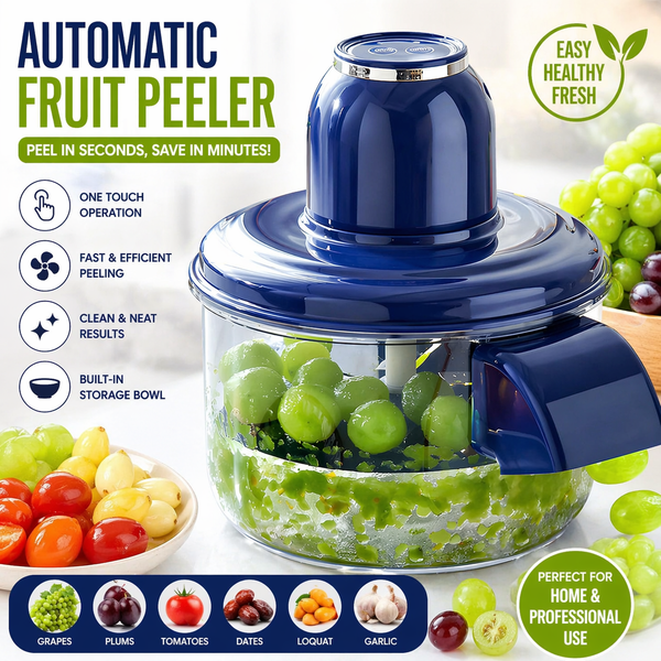 Automatic Electric Fruit Peeler Machine One-Touch Grape, Plum, Tomato & Garlic Peeling Device with Storage Bowl