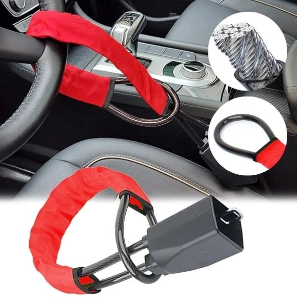 Portable Car Steering Wheel Lock with Seat Belt Buckle – Anti Theft